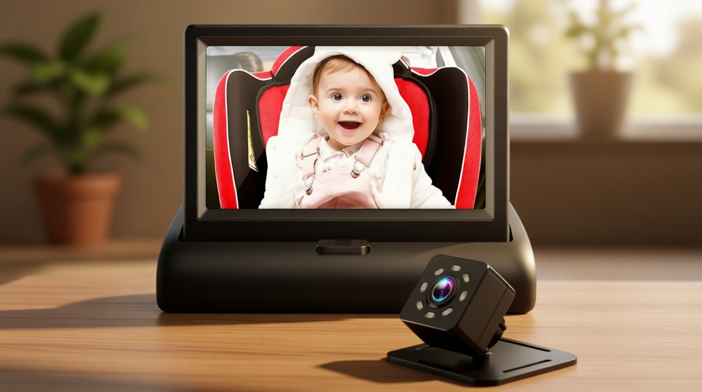 Baby Car Mirror with 4.3'' HD Night Vision Function Display, Safety Car Seat Camera with Wide Crystal Clear View, Easily Observe The Baby’s Move(Not USB)