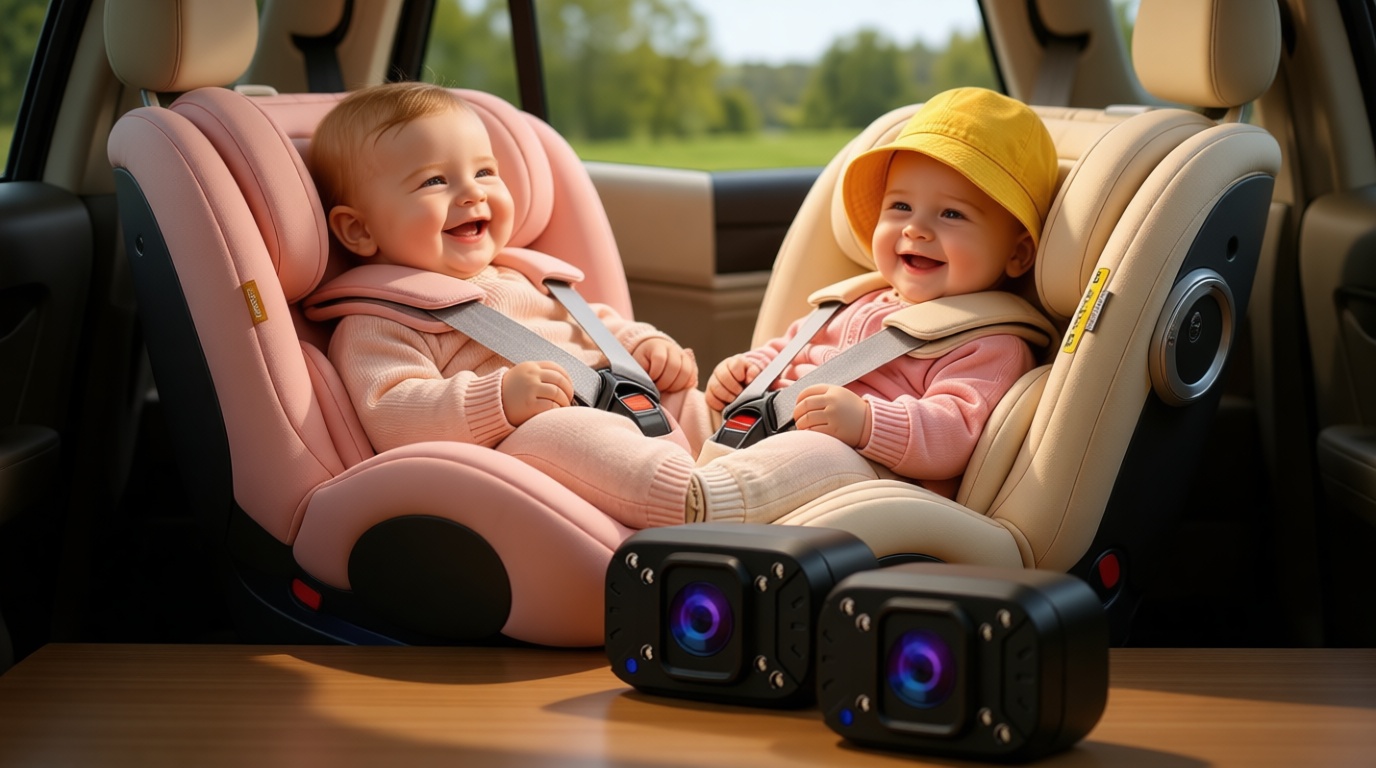 Itomoro 2026 Upgraded Dual Baby Car Camera for 2 Baby [1080P HD & 940nm IR Night Vision] 360° Rotation & 150° Wide View Rear Facing Baby Car Backseat Monitor Fits Cars/SUVs/Trucks