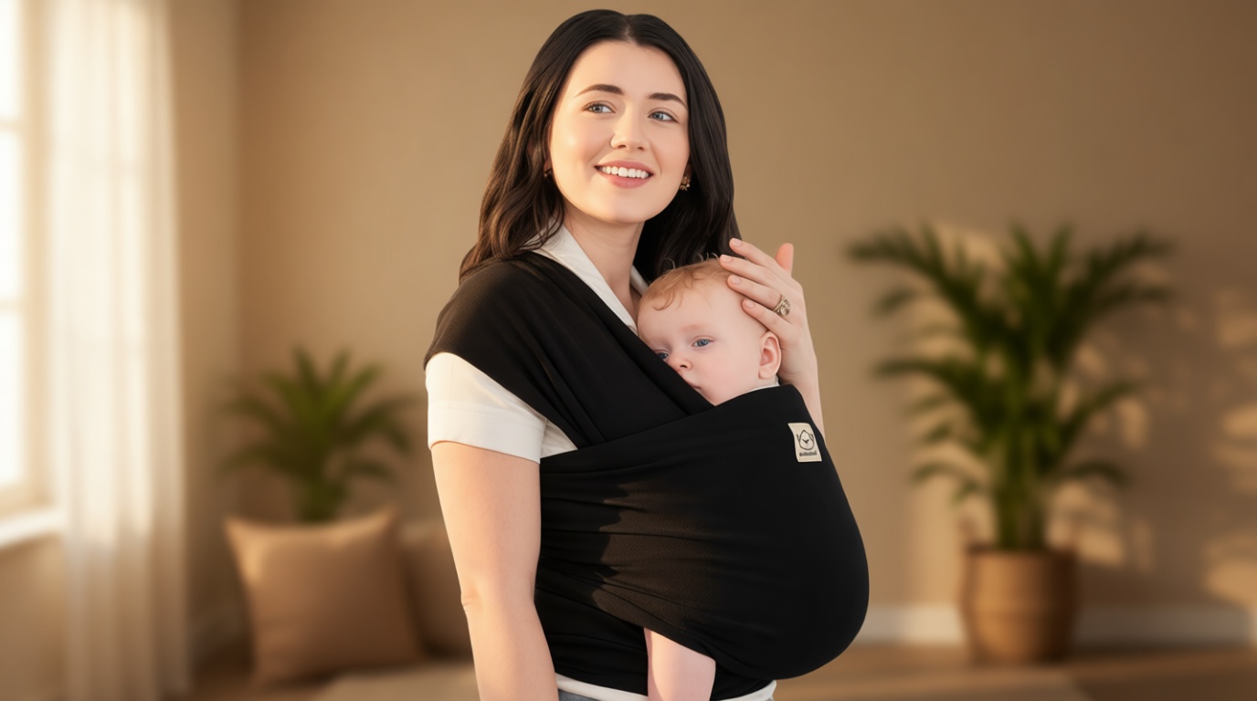 KeaBabies Baby Wrap Carrier - All in 1 Original Baby Carrier Newborn to Toddler Sling, Easy to Wear, Hands Free Bonding, Lightweight, Breathable Infant Wraps (Trendy Black)