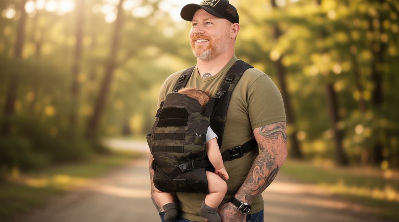 Tactical Baby Gear Tactical Baby Carrier for Dads – Ergonomic, Hip Healthy & Comfortable for Infants and Toddlers (8–33 lbs) (Black Camo)