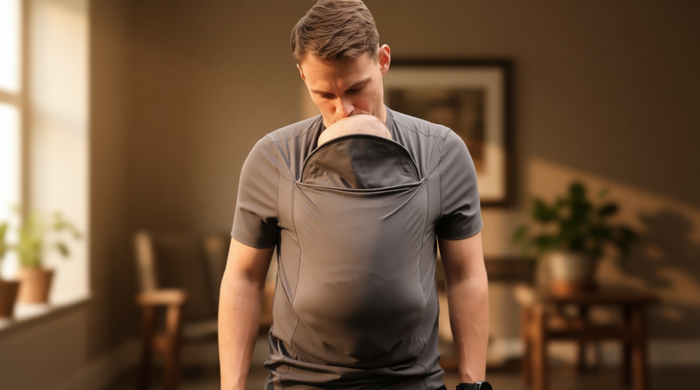 Lalabu The Dad Shirt | Hands-Free Baby Carrier for Dad with Kangaroo Pouch | Engineered for Bonding, Safety, & Comfort for Newborns Up to 15 Lbs. | CPSC Compliant - Simple Gray - Large