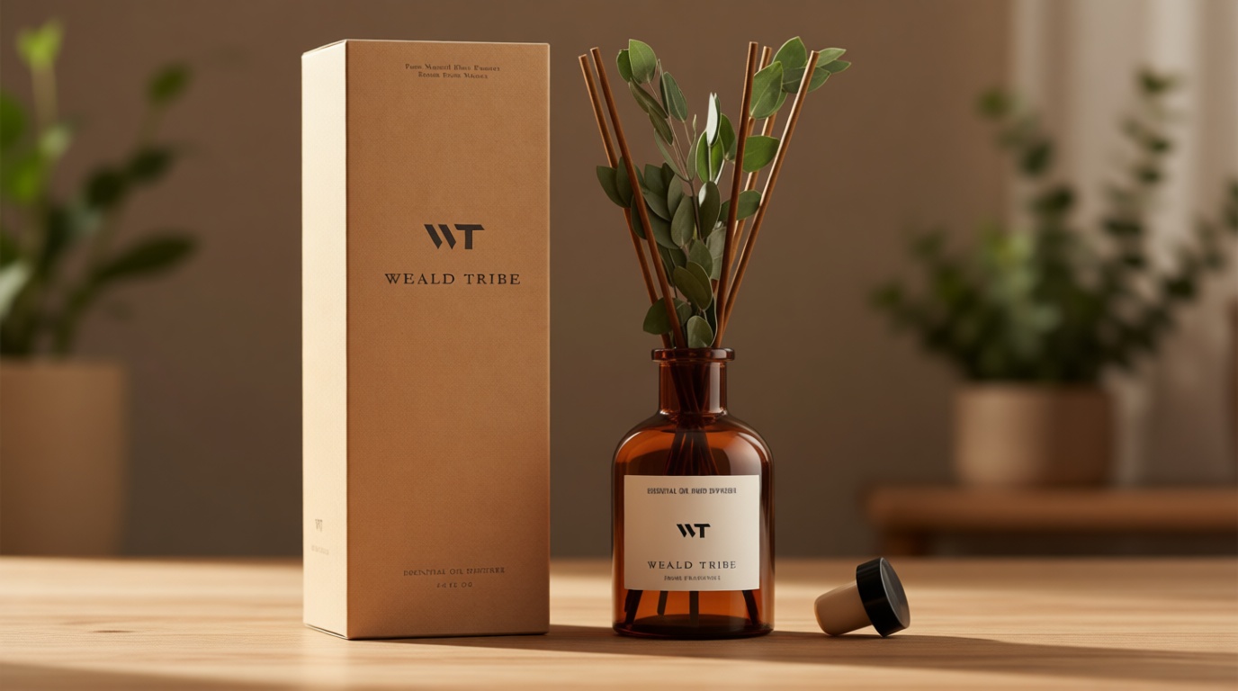 WEALD TRIBE Flower Reed Diffuser Set Eucalyptus & Lavender Scent For Bathroom Accessories Shelf Decor & Air Fresheners, Sticks Defusers With 4.0 fl oz Essential Oils, House Bedroom Office Decor & Gift