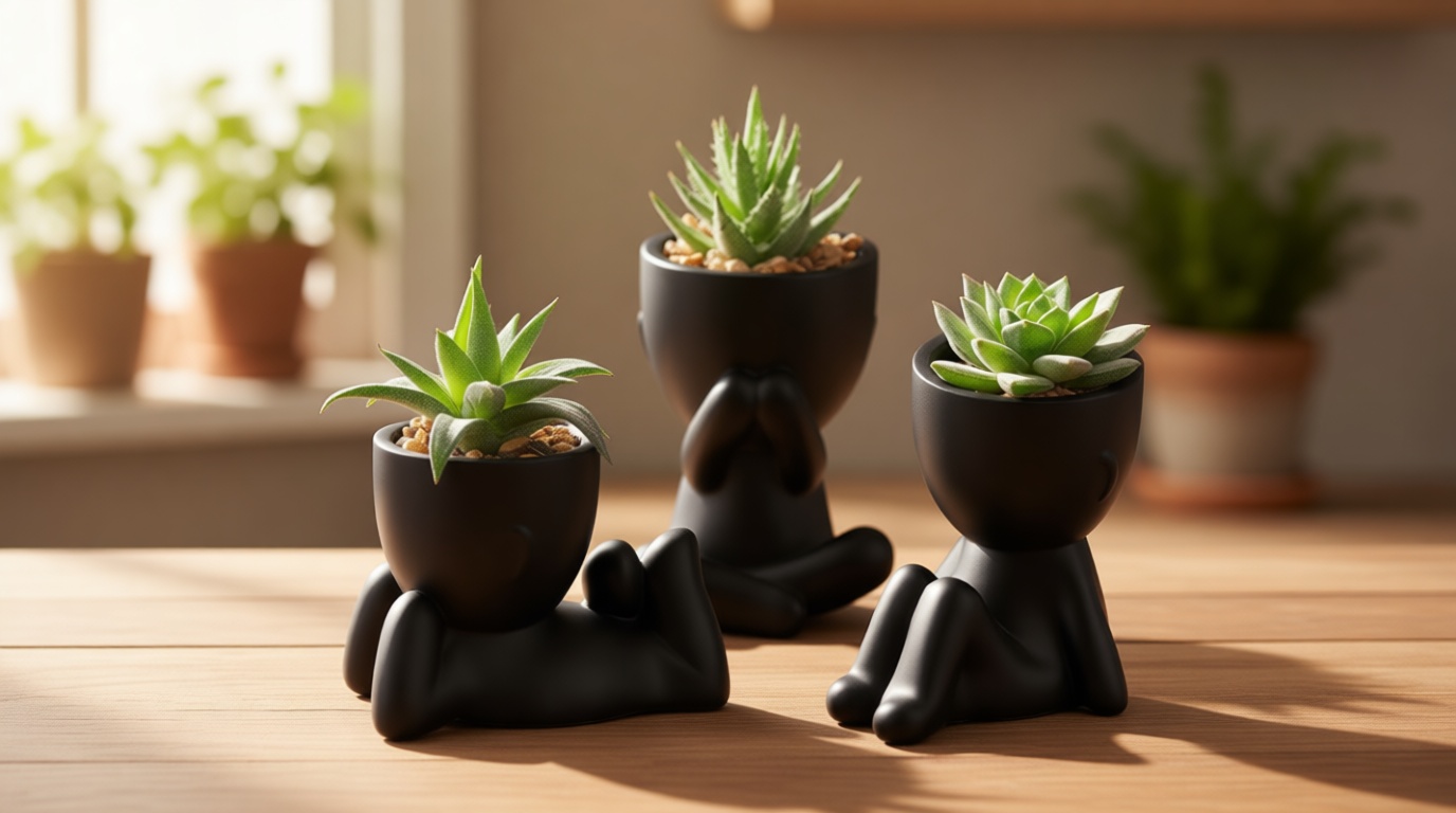 Der Rose 3pcs Fake Succulents Plants Artificial for Black Bathroom Bedroom Home Living Room Halloween Decor Aesthetic Indoor