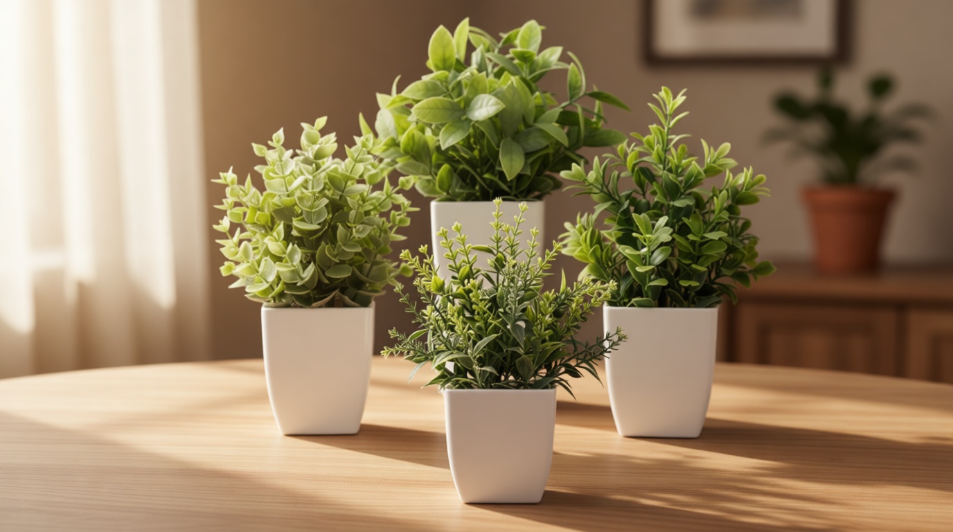 Der Rose 4 Pack Fake Plants Mini Artificial Greenery Potted Plants for Home Decor Indoor Office Table Room Farmhouse Bathroom Decor