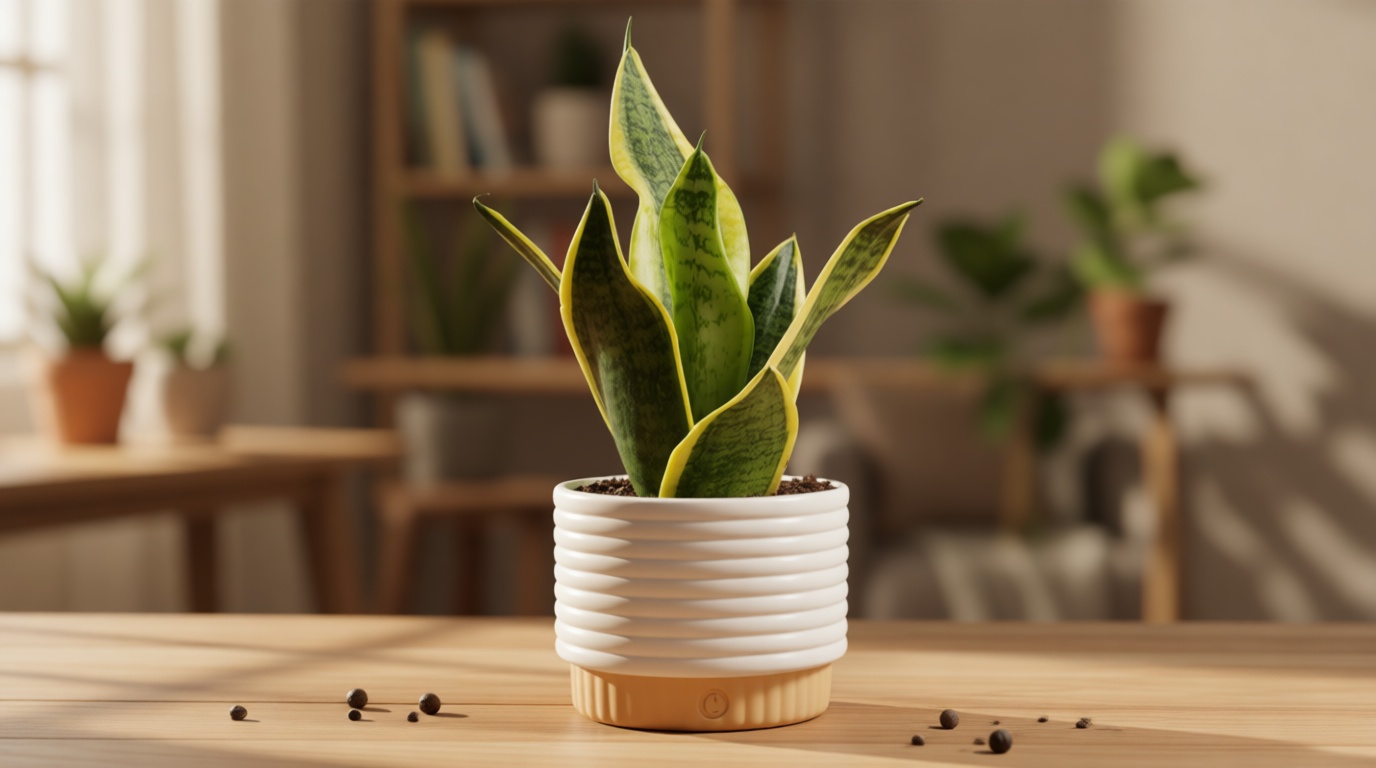 Costa Farms Snake Plant, Live Sansevieria Indoor Houseplant in 4-Inch Decorative Pot, 8-12 Inches Tall, Low Light Air Purifying Succulent, Easy Care Room Decor Gift