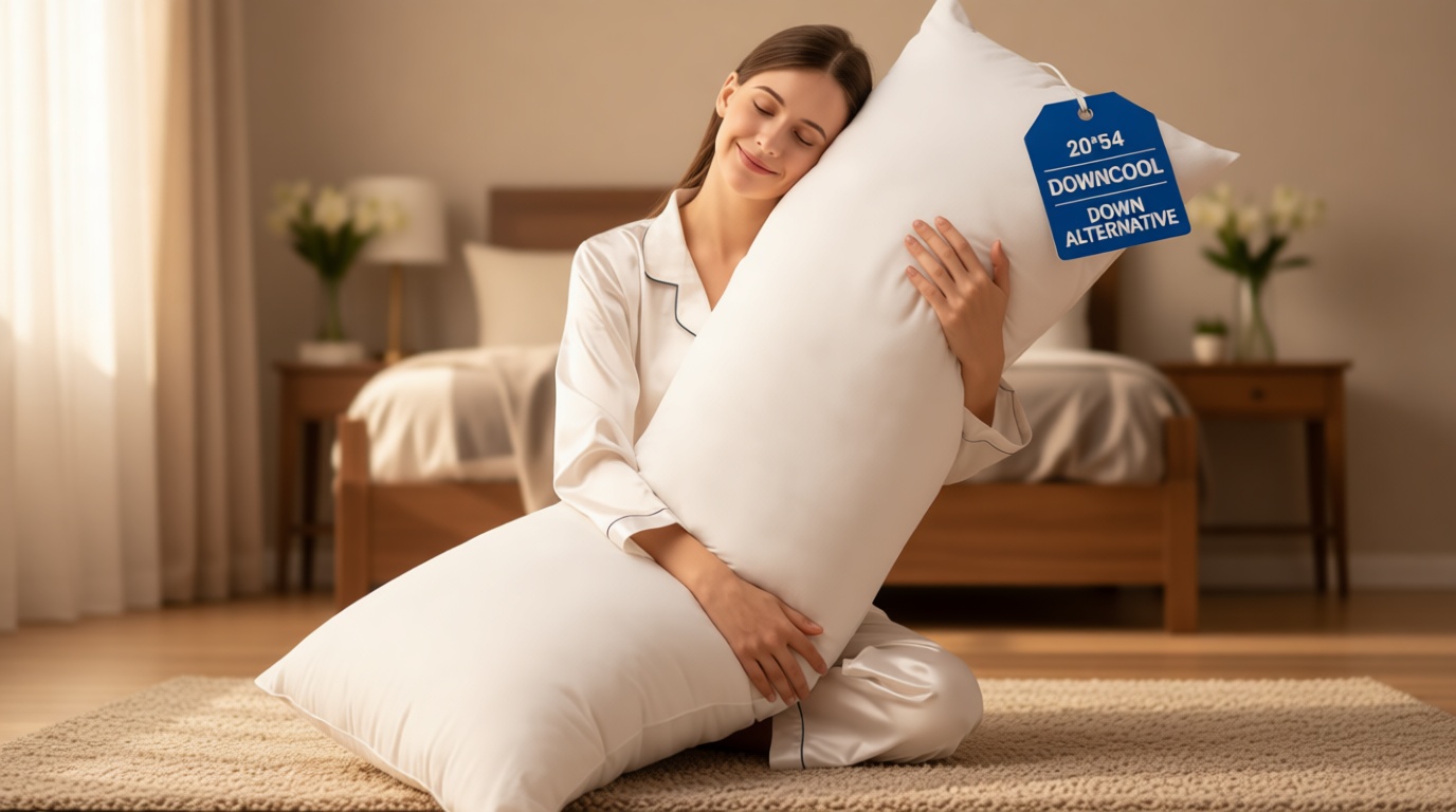 DOWNCOOL Large Body Pillow Insert- Breathable Full Body Pillow for Side Sleeper - Soft Long Bed Pillow for Adults - 20 x 54 inch (White) OEKO-TEX STANDARD 100