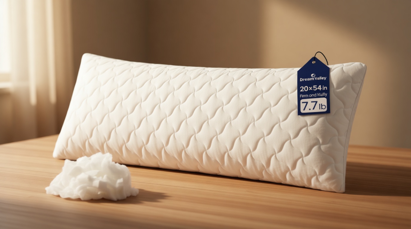 Dream Valley Cooling Body Pillow for Adults,20x54 Full Body Pillow Long Pillow for Bed, Adjustable Loft Memory Foam Full Length Body Pillows for Side Sleeper,QMAX>0.45