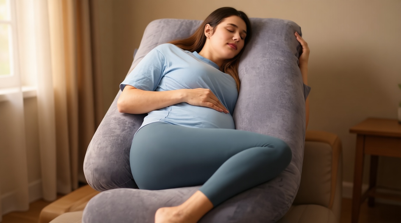 Momcozy Pregnancy Pillows for Sleeping, U Shaped Full Body Maternity Pillow with Removable Cover - Support for Back, Legs, Belly, HIPS for Pregnant Women, 57 Inch Pregnancy Pillow for Women, Grey OEKO-TEX STANDARD 100