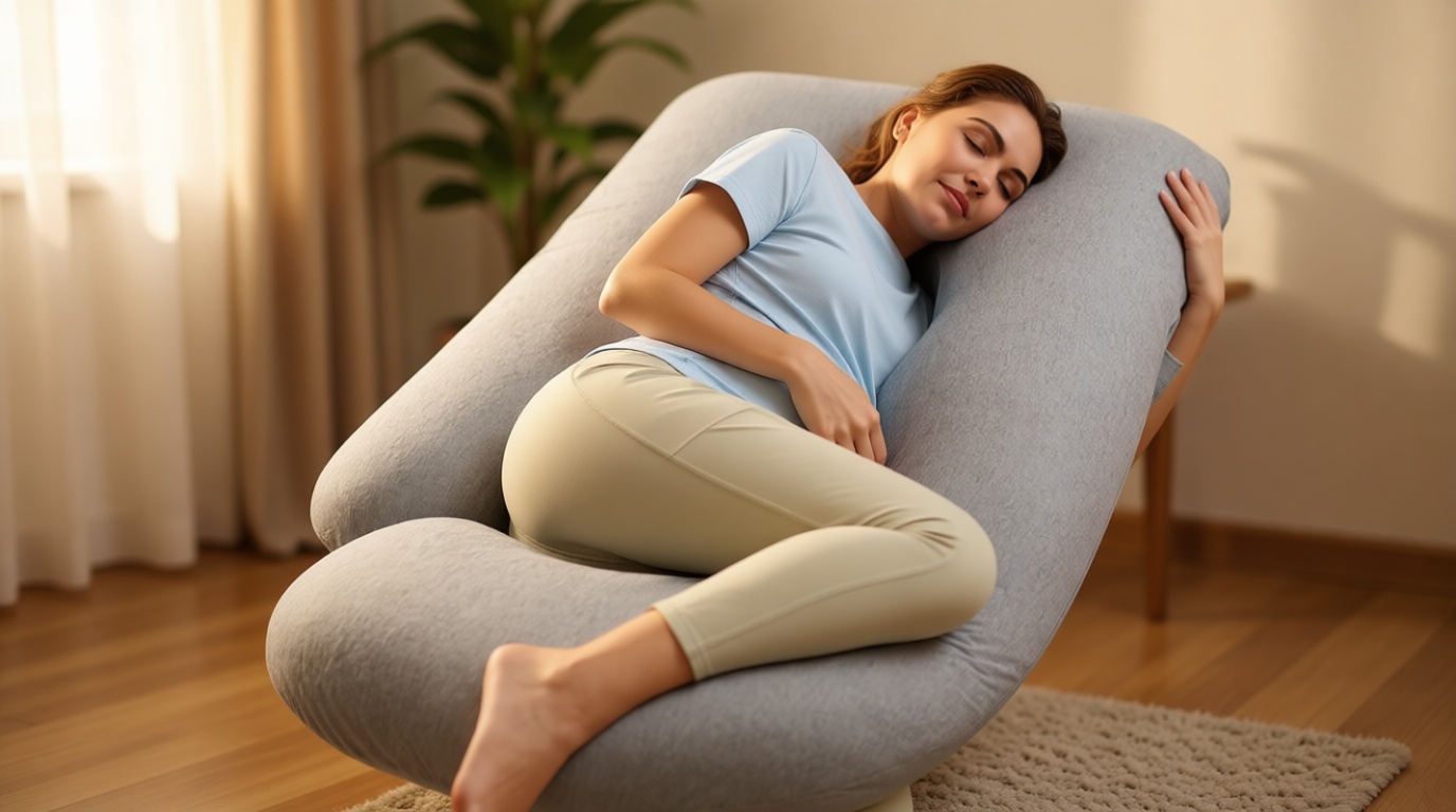 Momcozy Pregnancy Pillows with Cooling Cover, U-Shaped Full Body Maternity Pillow for Side Sleepers 57 Inch - Support for Back, Hip, Belly, Legs for Pregnant Women OEKO-TEX STANDARD 100