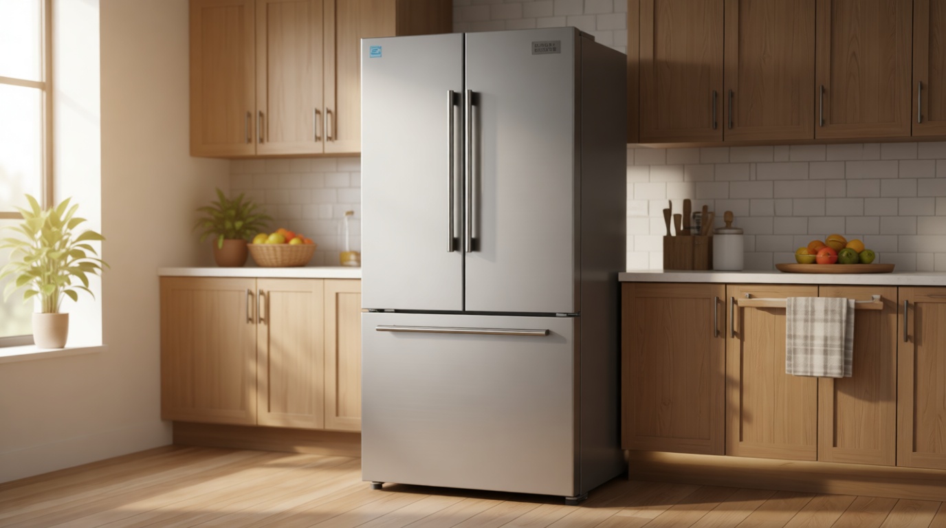 BLACK+DECKER 18 Cu. Ft. French Door Refrigerator with Built-in Ice Maker, Full Size Refrigerator with Bottom Mount Freezer Drawer, Frost Free, ENERGY STAR certified, BRF1800GIMS, Stainless Look