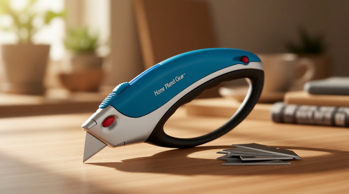 Box Cutter Retractable Utility Knife - Heavy Duty Box Cutter Knife Cardboard Cutter - Box Opener Razor Blades Utility Knife - Box Knife Carpet Cutter with 5 Sharp Blades