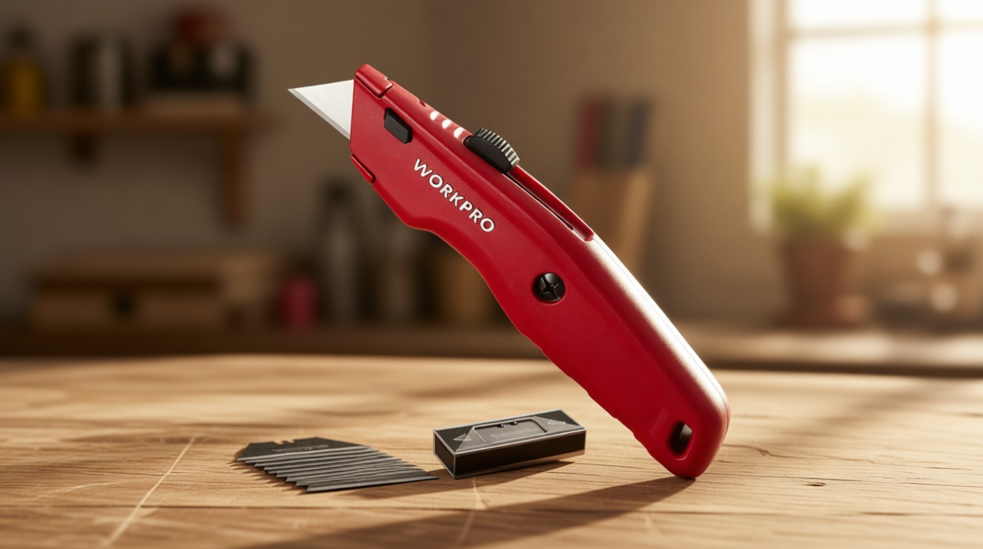 WORKPRO Premium Utility Knife, Retractable All Metal Heavy Duty Box Cutter, Quick Change Blade Razor Knife, with 10 Extra Blades