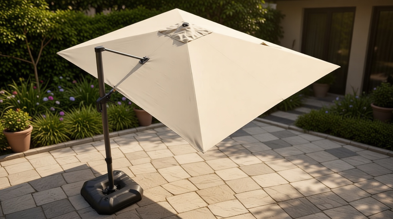 PURPLE LEAF 9' X 11.5' Patio Umbrella Outdoor Cantilever Rectangle Umbrella Aluminum Offset Umbrella with 360-degree Rotation for Garden Deck Pool Patio, Beige