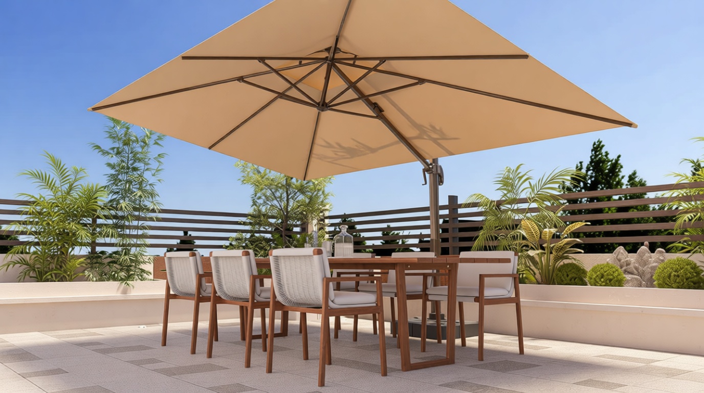 10' X 13' Outdoor Patio Umbrella Large Rectangle Cantilever Umbrella Heavy Duty 360°Rotation Offset Umbrella for Garden Deck Pool Patio,Beige