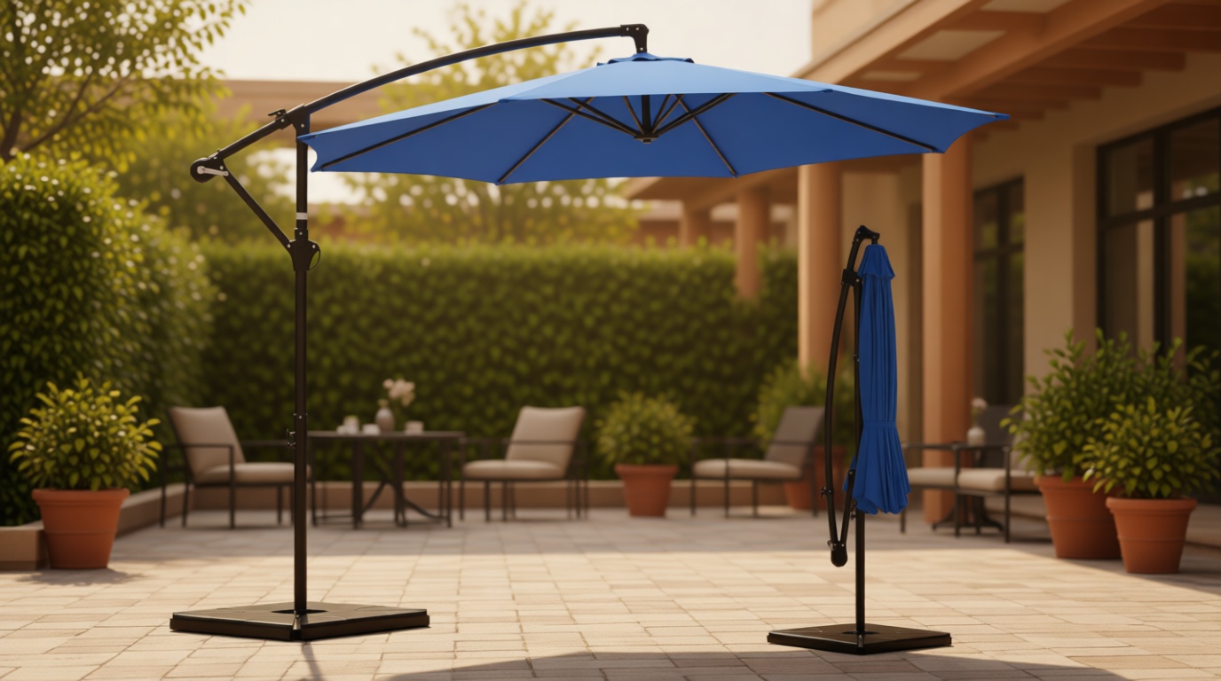 NEWBULIG 10FT Patio Umbrella, Offset Cantilever Outdoor Patio Table Umbrella, UV Protection, Fade Resistant Fabric, Easy Tilt Adjustment for Pool, Deck, Garden, Backyard