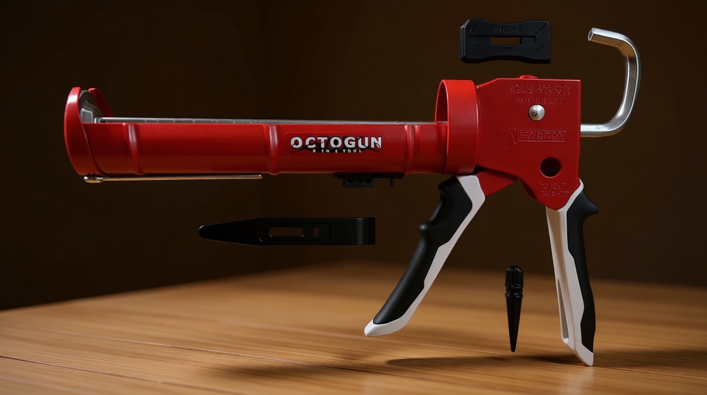 Newborn 930-GTD Drip-Free Smooth Hex Rod Cradle Caulking Gun with Gator Trigger Comfort Grip, 1/10 Gallon Cartridge, 10:1 Thrust Ratio