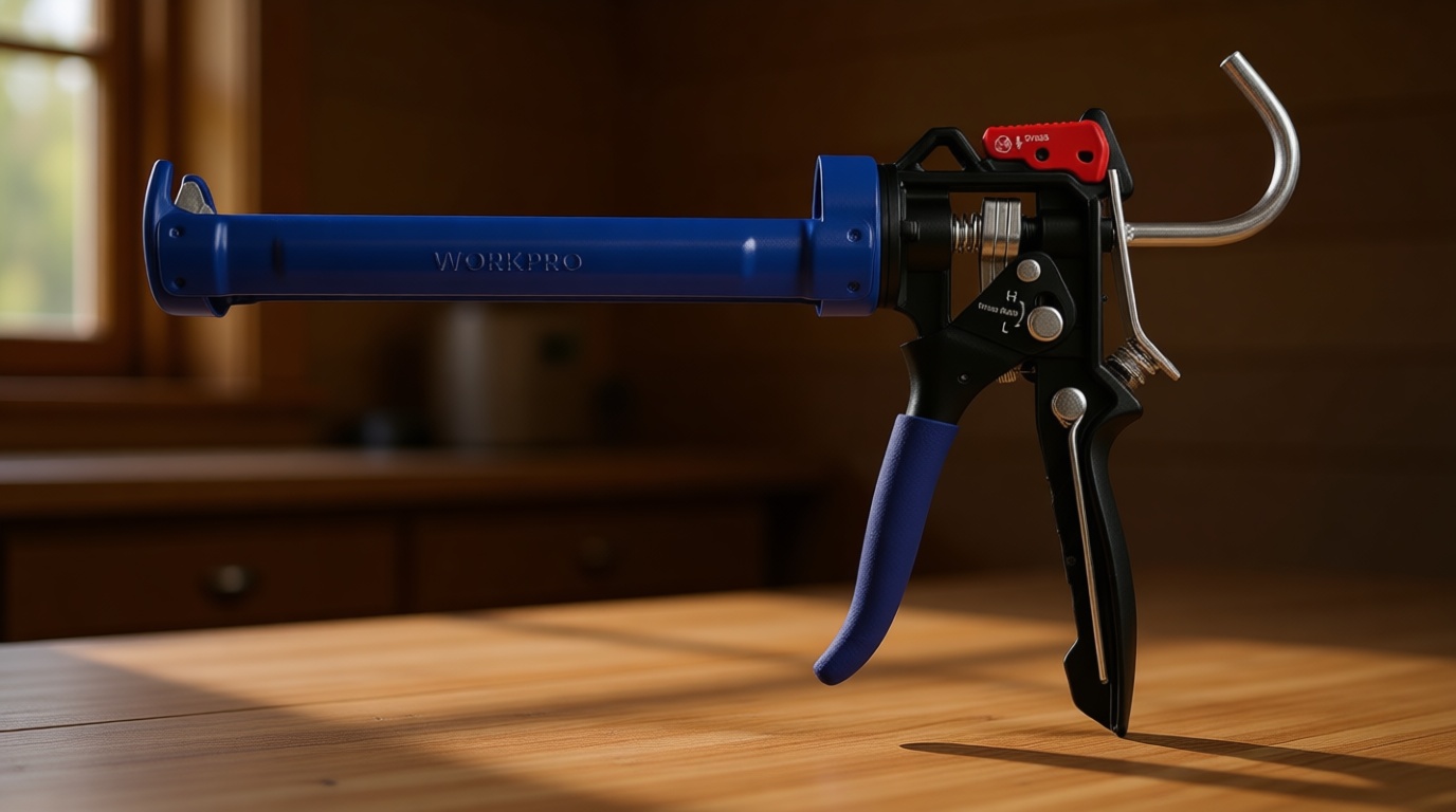 WORKPRO Caulking Gun, Adjustable Hand Caulk Gun, Less-Dripping Regulating, Sealant Silicone Gun with Comfort Grip, 9:1 & 18:1 Thrust Ratio, Smooth Round Rod for 10oz Caulk Tubes