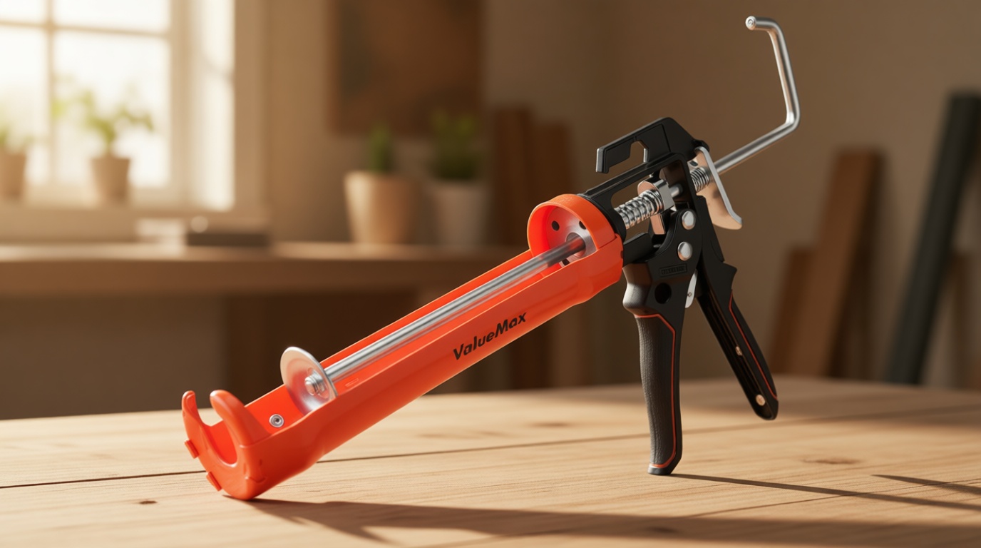ValueMax Caulk Gun, 9 Inch Silicone Sealant Caulking Gun for Caulking/Filling/Sealing, Trigger Comfort Grip and Iron Smooth Rod, Ideal for Tiles, Window Joints, 8:1 Thrust Ratio