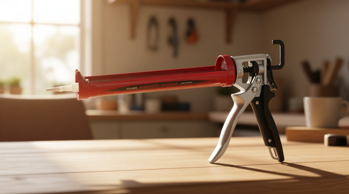 TAJIMA Caulk Gun - 1/10 Gallon (10 oz) Convoy Super Caulking Tool with Rotating Cradle & Auto Flow Stop - CNV-100SP