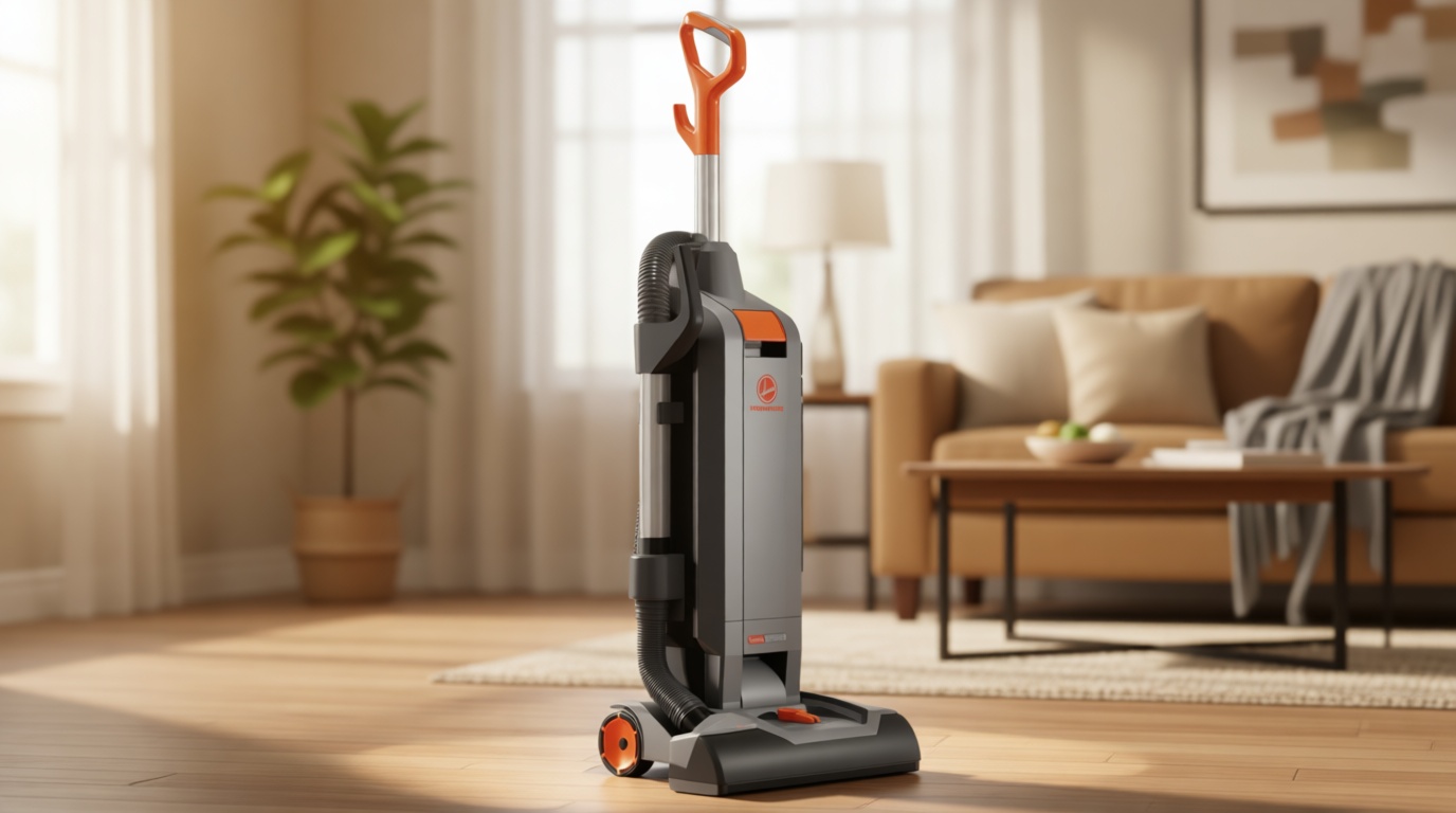 Hoover Commercial HushTone Upright Vacuum Cleaner, 15 inches with Intellibelt, for Carpet and Hard Floors, CH54115, Gray