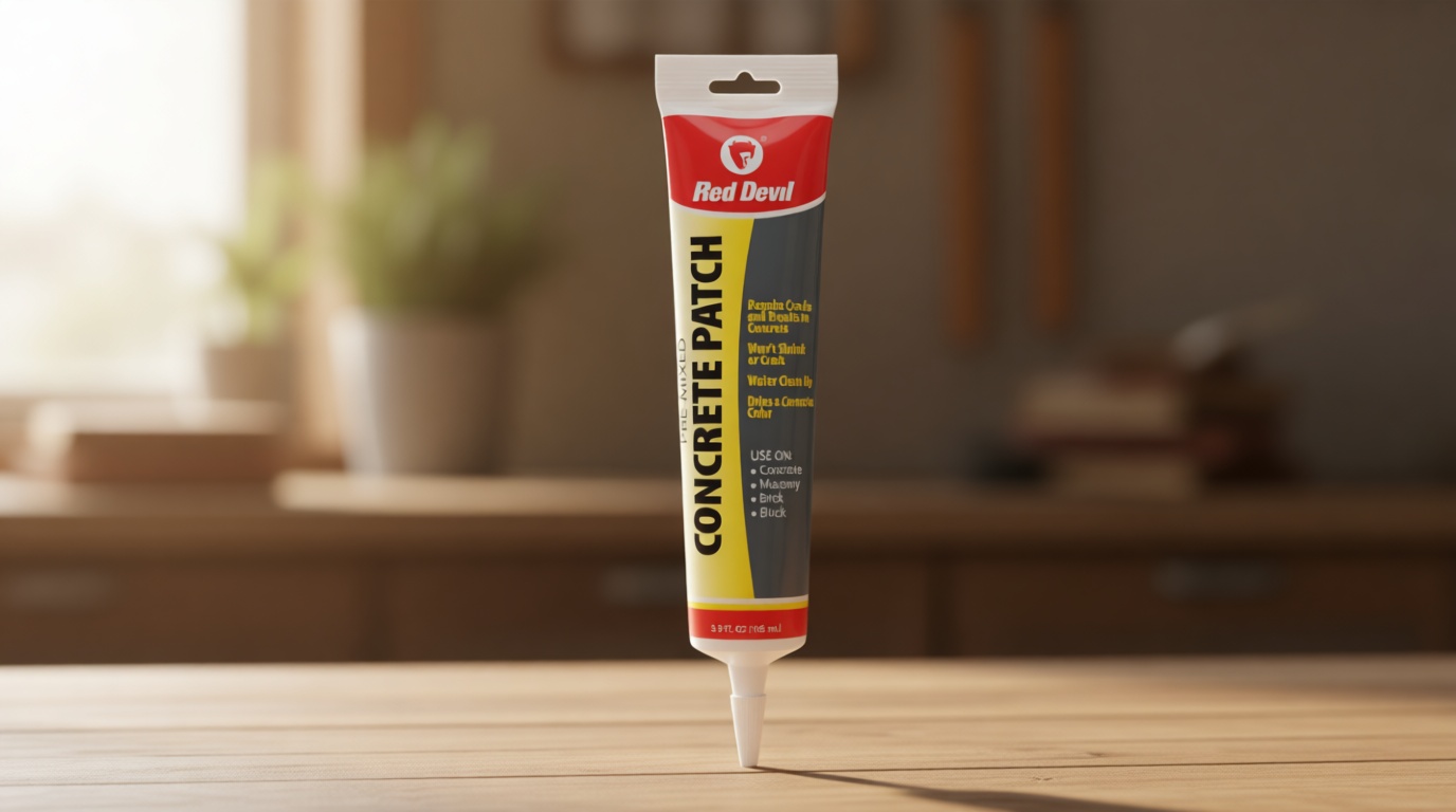 Red Devil 0645 Concrete Repair Patch, Cement Crack Filler, 5.5 Oz Squeeze Tube, Pre-Mixed, Pack of 1, Gray, Made in USA