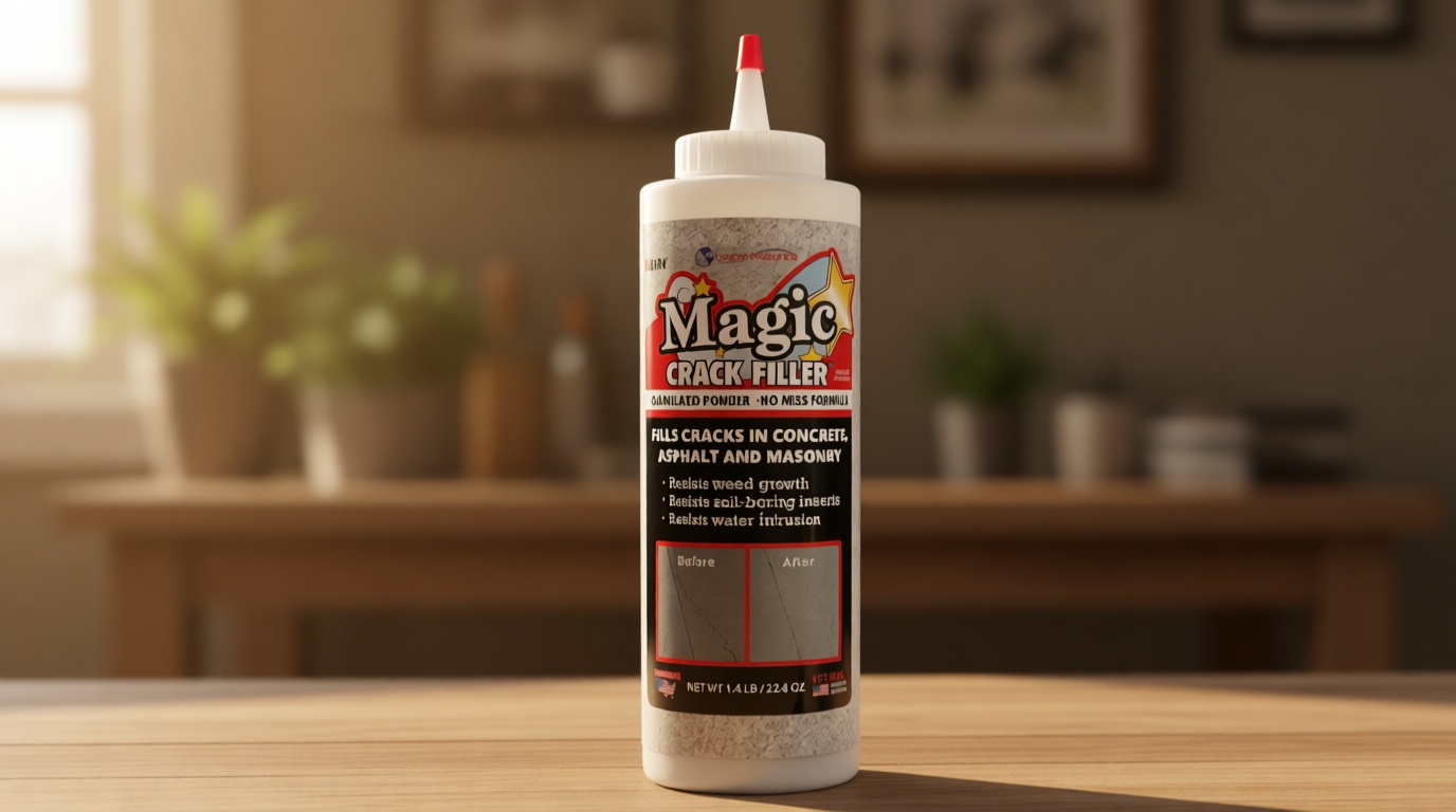 Gray 1.4 LB Magic Crack Filler Bottle - Easy, No-Mess Crack Repair for Concrete, Masonry & Asphalt - Durable & Weather-Resistant