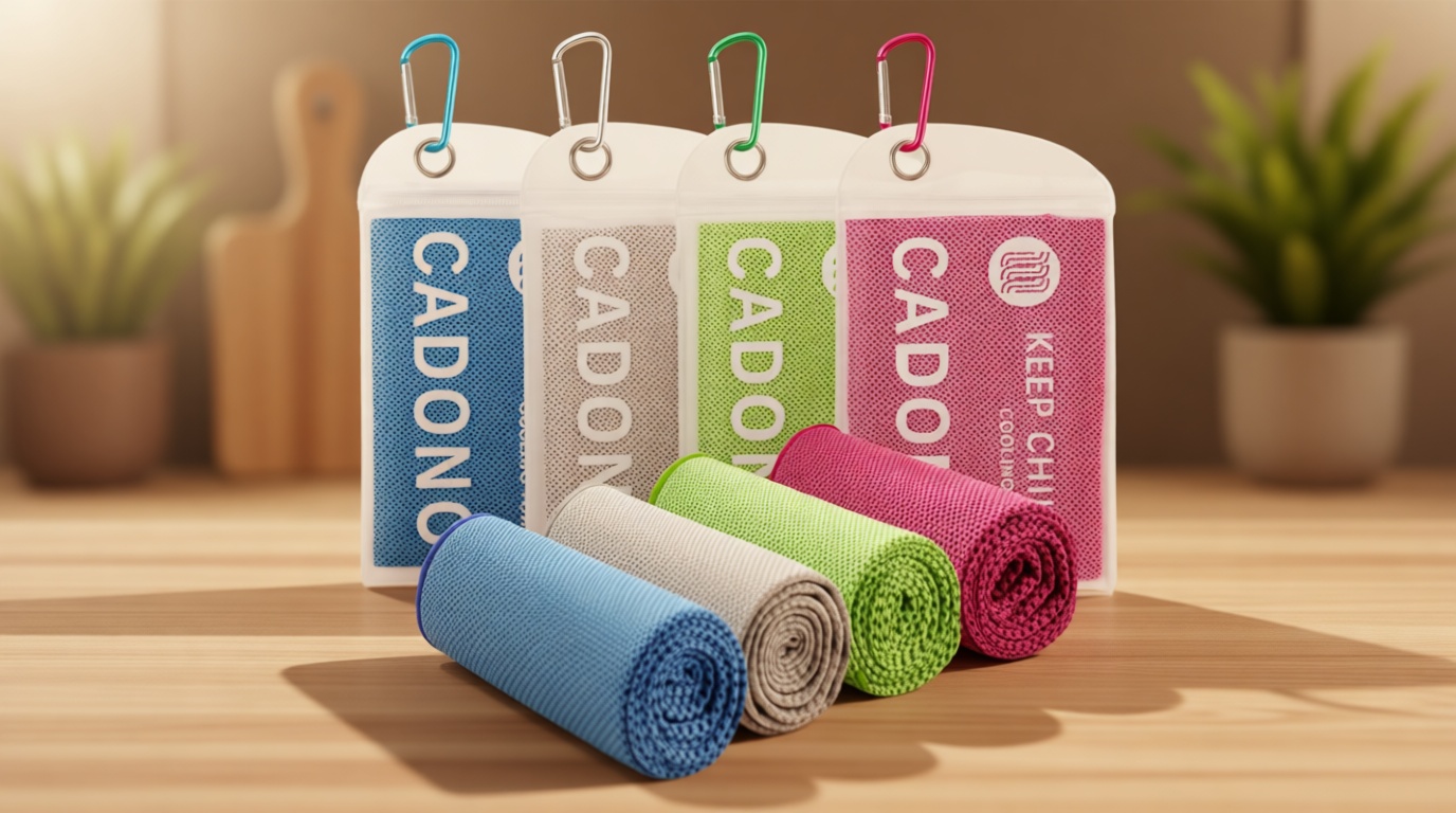 CADONO 4 Pack Cooling Towel (40"x12"), Soft Breathable Chilly Towel, Ice Towel, Microfiber Towel for Yoga, Sport, Running, Workout,Gym, Camping, Fitness, Workout & More Activities(Multicolor)