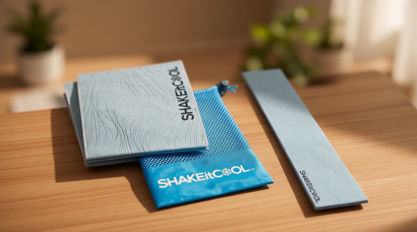 SHAKEitCOOL Original Cooling Towel – Be Cool in Style - Heat Relief, Soft, Lightweight, Sun Protection, Easy Clean - Perfect for Biking, Running, Yoga, Gym, Gardening - Blue Wave [Amazon-developed Certification] Compact by Design