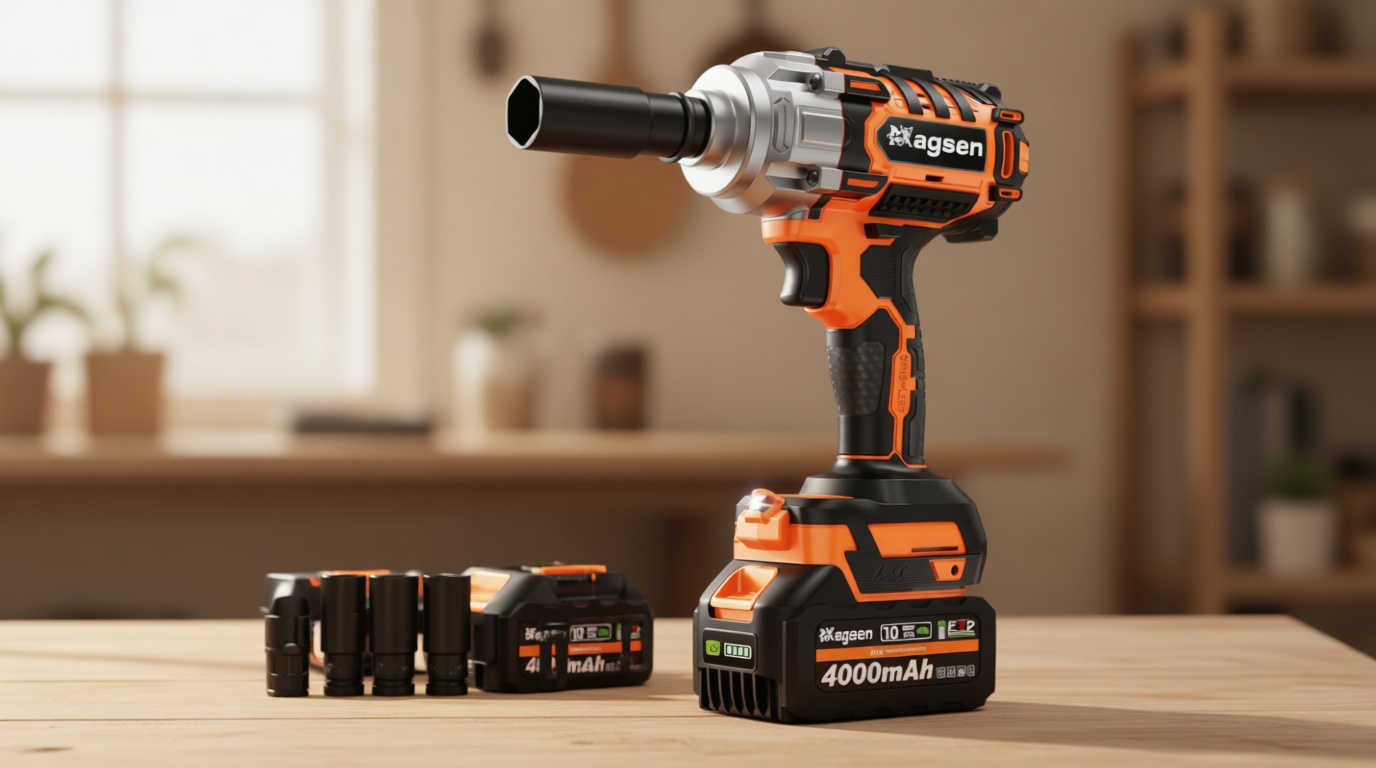 1/2" Cordless Impact Wrench, 900Ft-lbs (1200N.m) Brushless High Torque Impact Gun,3800RPM,3 Variable Speeds,LED Light,2x4000mAh Battery, 5 Sockets,Electric Impact Gun for Car/Mower/Pickup