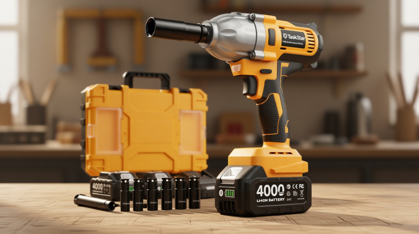 1/2" Cordless Impact Wrench, 1400N·m(1032ft・lbs) Brushless High Torque Impact Gun, Electric Impact Driver, 2x4.0Ah Batteries, LED Light, Charger, 6 Sockets, 3 Variable Speeds for Car/ Pickup/Mower