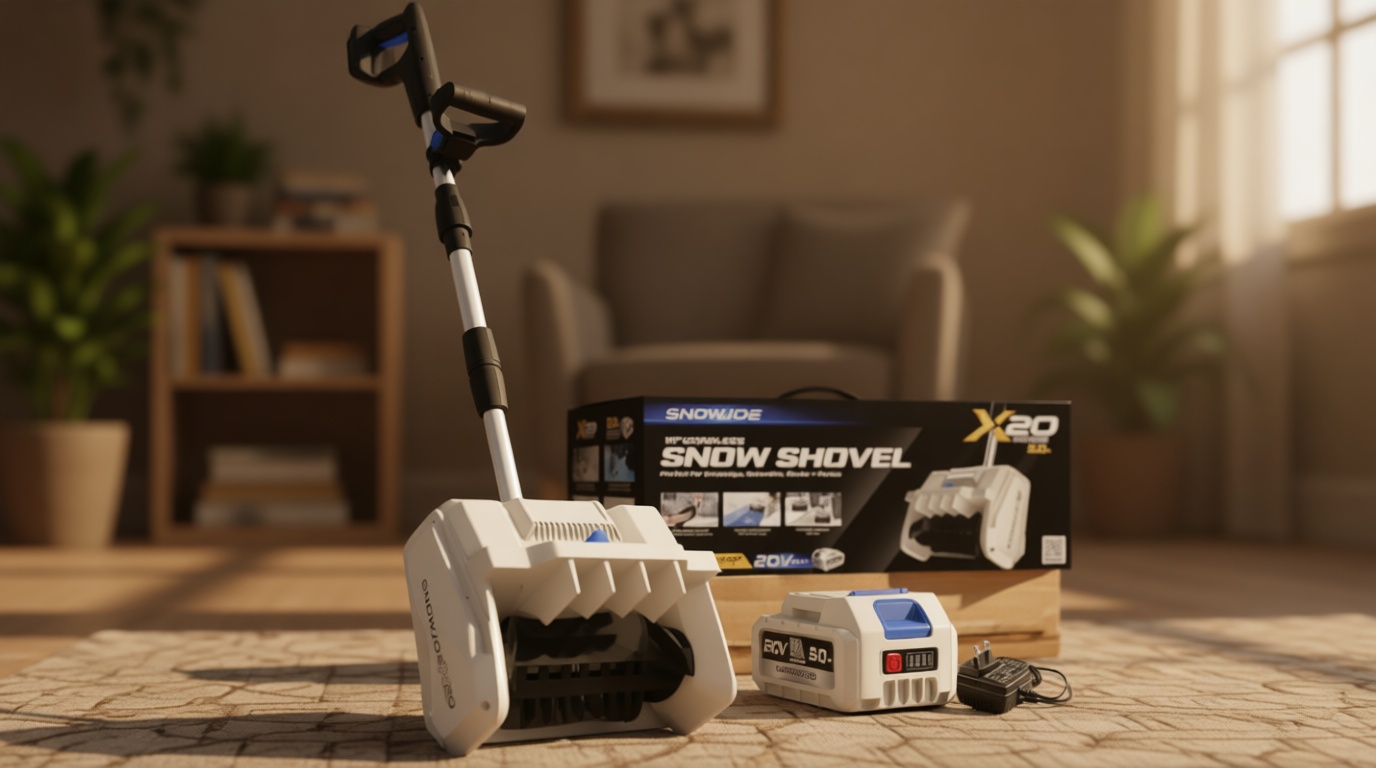 Snow Joe Cordless Electric Snow Shovel Kit with Adjustable Handle, Battery & Charger, 10-Inch Clearing Path, Up to 21,200 RPM - Heavy-Duty Shoveling Machine and Tool for Ice Removal, X20-SNOW-5A