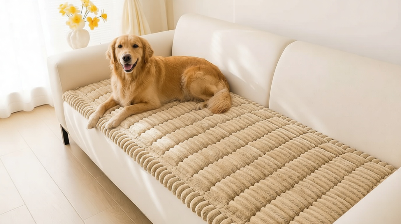 hyha Couch Covers for Dogs Washable, Non Slip Plush Dog Sofa Protectors, Fuzzy Pet Couch Covers for 3 Cushion Sofa Pet Friendly (Camel, 27.6 x 59) OEKO-TEX STANDARD 100
