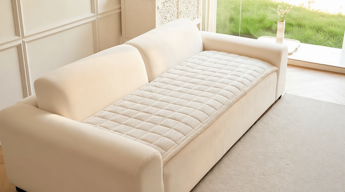 Couch Covers for Dogs Washable, 27.6 x 82.7 Non Slip Couch Covers for Loveseat Sofa Pet Friendly, Soft Fuzzy Sofa Covers for Pet, Dog Couch Cover Furniture Protector(1PC,Beige White)