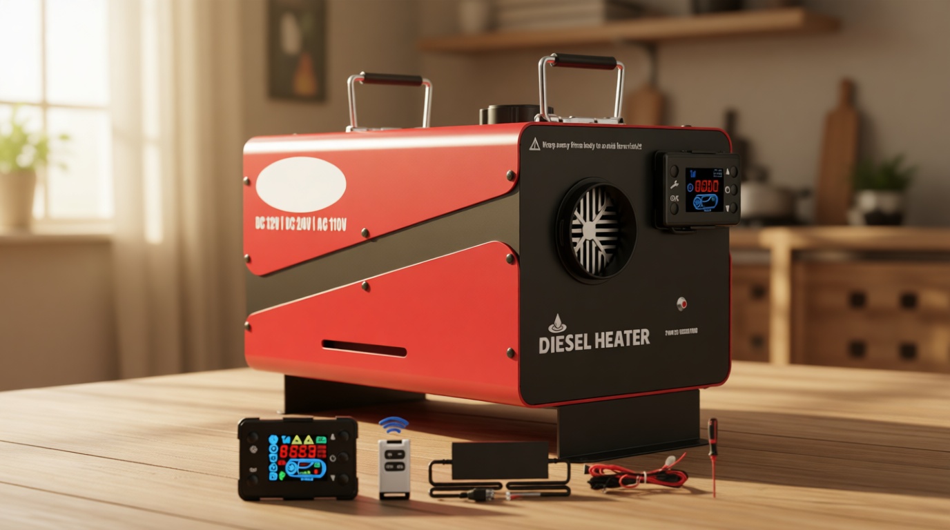 8500W Diesel Heater, 12V/24V/110V All-in-One Portable Parking Space Heater with Remote & LCD Monitor Control, Quick Warm-up Low Noise for RV, Trailer, Van, Truck, Boat, Garage, Tent,Home