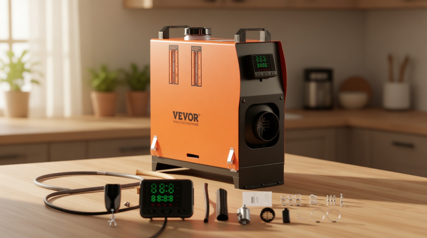VEVOR 8KW Diesel Heater All in One, DC12-24V, Fast Heating Diesel Air Heater with Remote Control and Color Digital Display, Low Noise, Voice Announcement, for RV, Truck, Camper, Van, Boat and Trailer