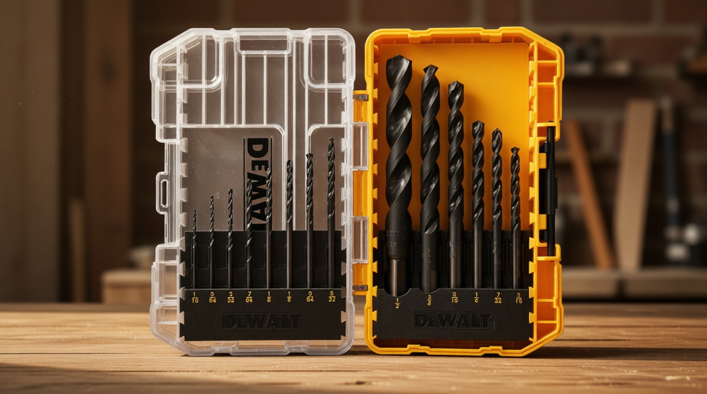 DEWALT Drill Bit Set, 3-Flats Shank,14-Piece, 135 Degree Split Point, for Plastic, Wood and Metal (DWA1184)