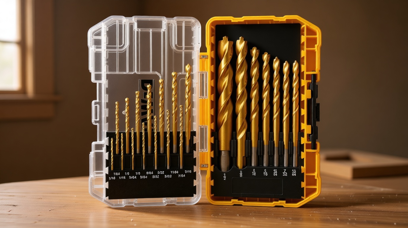 DEWALT Drill Bit Set, 21 Pc. Titanium Nitride Coated Pilot Point DEWALT Bit Set with Case for Wood, Metal and Plastic (DW1361)