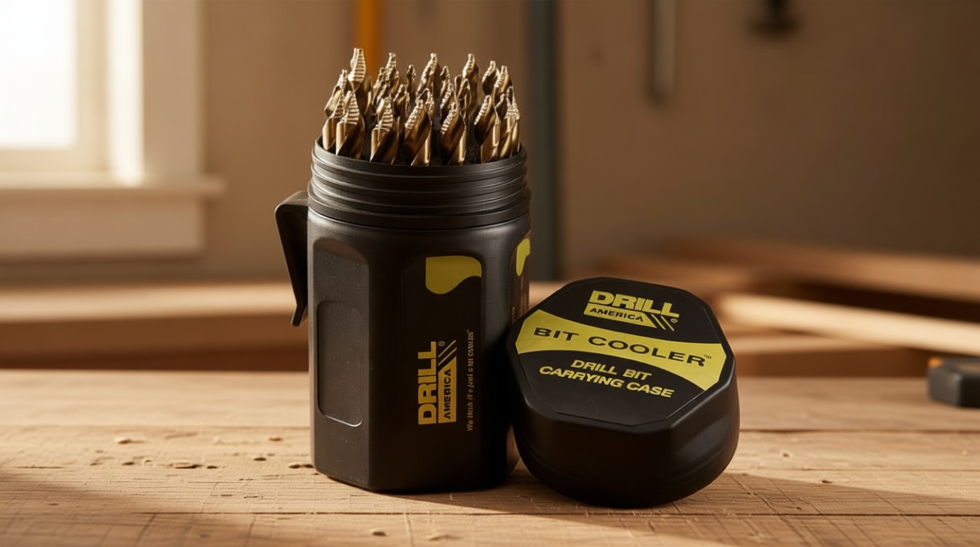Drill America 29 Piece Cobalt Stepped Point Drill Bit Set in Round Case w/Gold Oxide Finish for Drilling Acrylic, Steel, Hard Metals, Sizes 1/16" to 1/2" x 64ths, GSC Series ZMGSC29J-PC