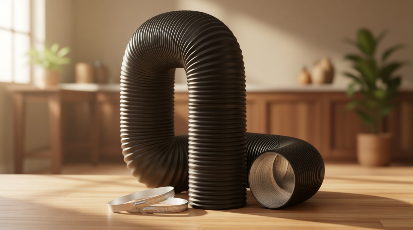 Hon&Guan Dryer Vent Hose, 4'' Flexible Duct 16FT with 2 Duct Clamps, Heavy-Duty Three Layer Protection, Black PVC, for HVAC Ventilation, Duct Fan Systems