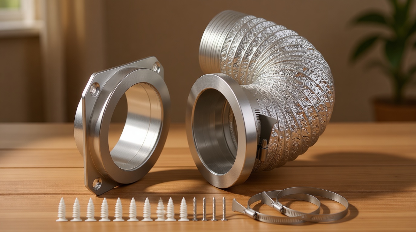 Magnetic Dryer Vent Coupling Connector Kit - DV180 Airtight Seal, Quick Connect, Includes 4"x3.3ft Duct & 2 Clamps