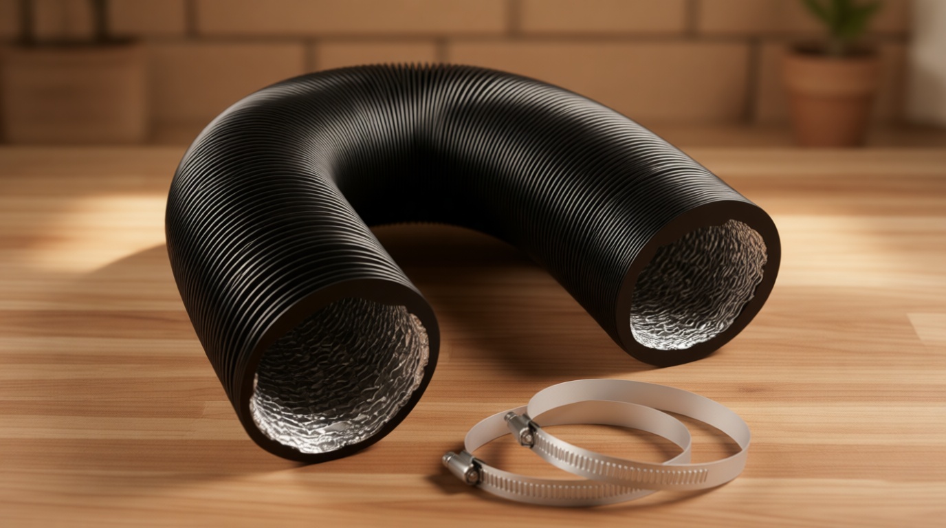YIJUHOU 4 Inch 5 Feet Dryer Vent Hose, Flexible Aluminum Air Ducting for HVAC Ventilation, Fan Filter and Grow Tent, 2 Clamps Include