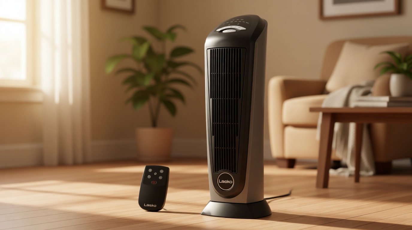 Lasko 1500W Ceramic Tower Space Heater with Remote, Thermostat, Timer & Widespread Oscillation, Portable Electric Heater for Indoor Use, Bedroom & Living Room, 751320