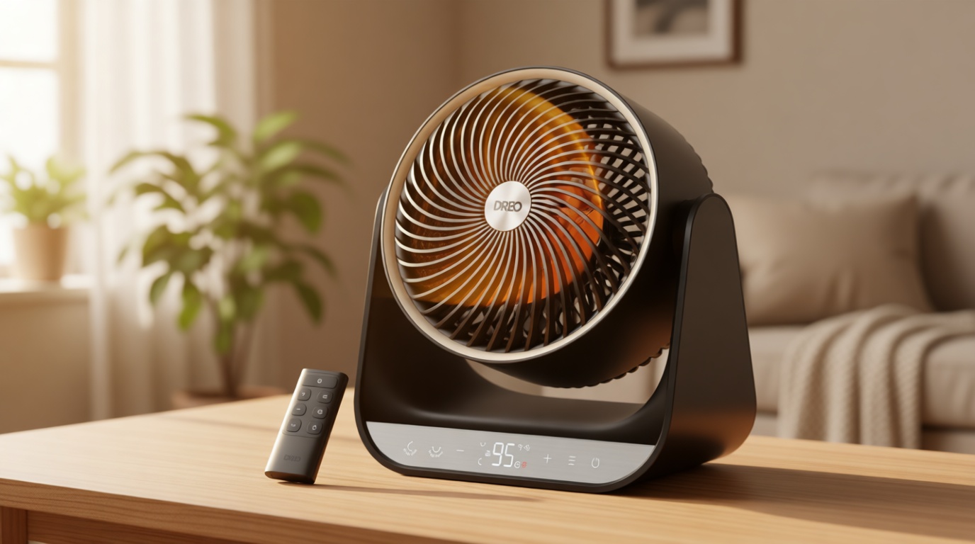 DREO Whole Room Heater 714, 60° Vertical & 90° Horizontal 3D Oscillating Heating, 12 ft/s Long-Range Circulator, 3 Heat & 3 Fan Settings, Space Heaters for Indoor Use, Bedroom, Office, Black