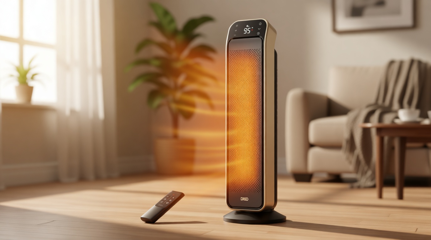 DREO Space Heater Indoor, 25" 11.5ft/s Fast Portable Room Heater with Remote and Thermostat, 3 Modes, Overheating & Tip-Over Protection, Electric Heaters for Indoor Use Large Room, Bedroom, Gold