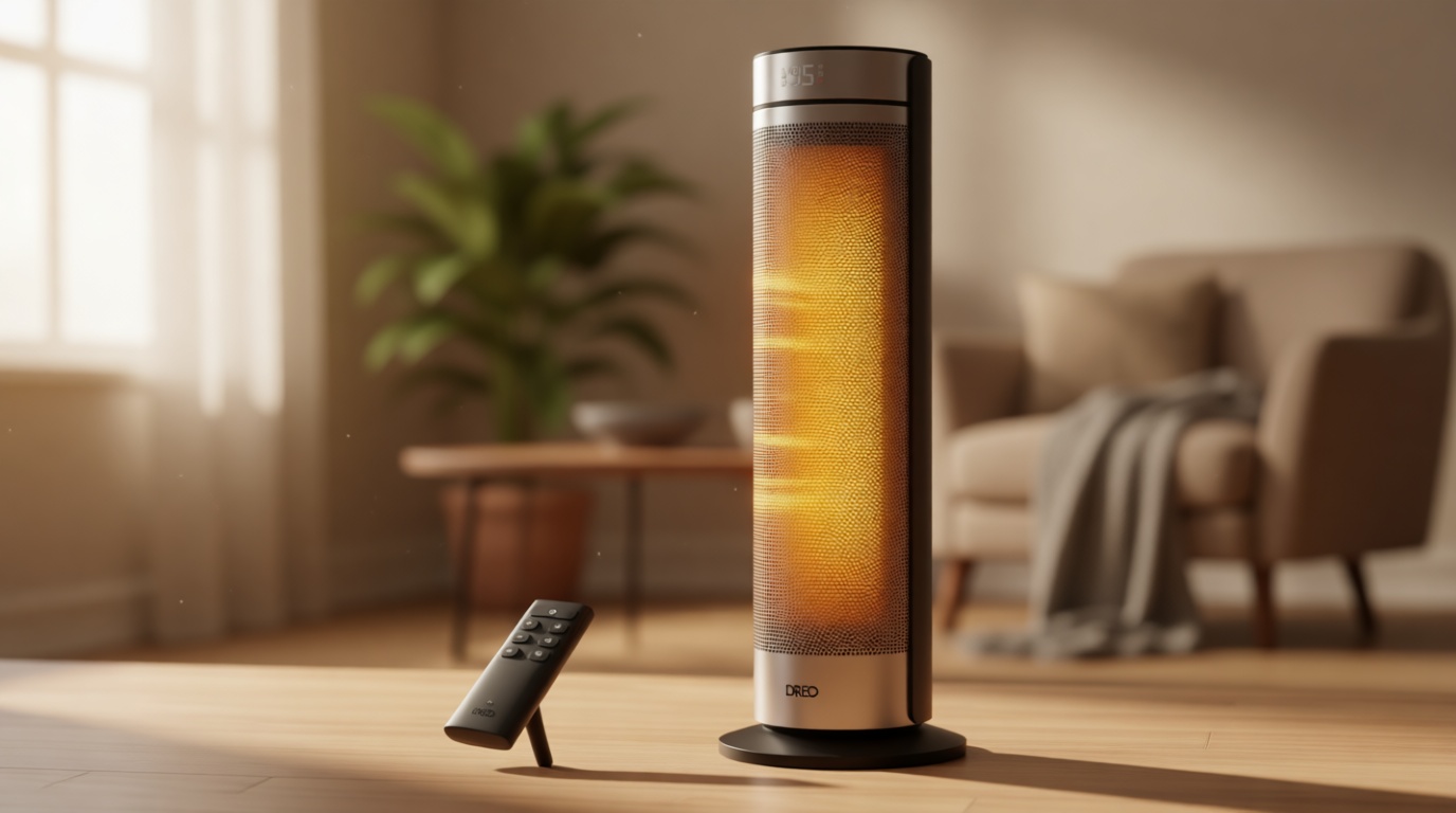 DREO Space Heater for Large Room, 23 Inch Electric Heaters for Indoor Use, 8 Safe Protection Tower, 70° Oscillation, PTC Ceramic with Thermostat and Remote, Quiet, 12H Timer, Bedroom, Office
