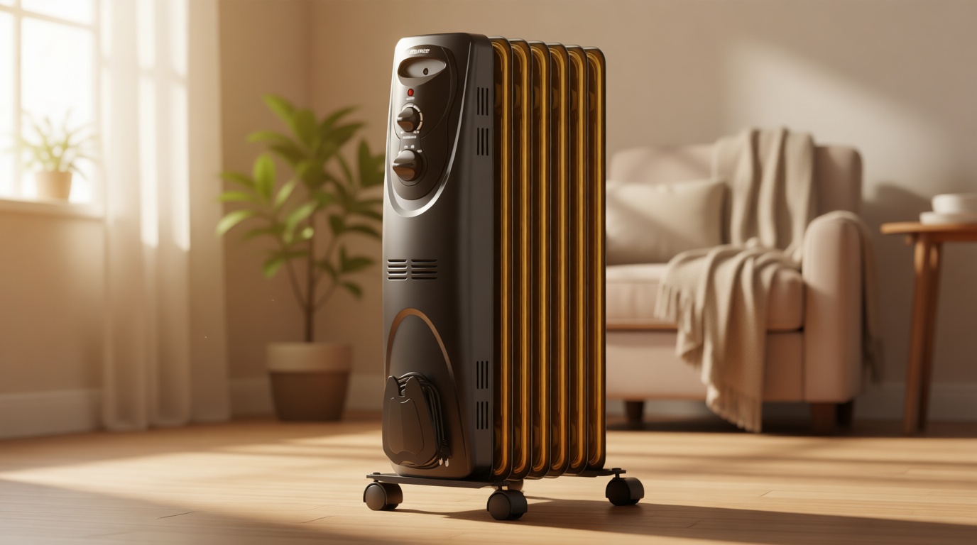 PELONIS Radiator Heater for Large Space, Electric Oil Filled Radiator, Dual Knobs, 1500W, Quiet Space Heater, 3 Modes, Tip-over Protection