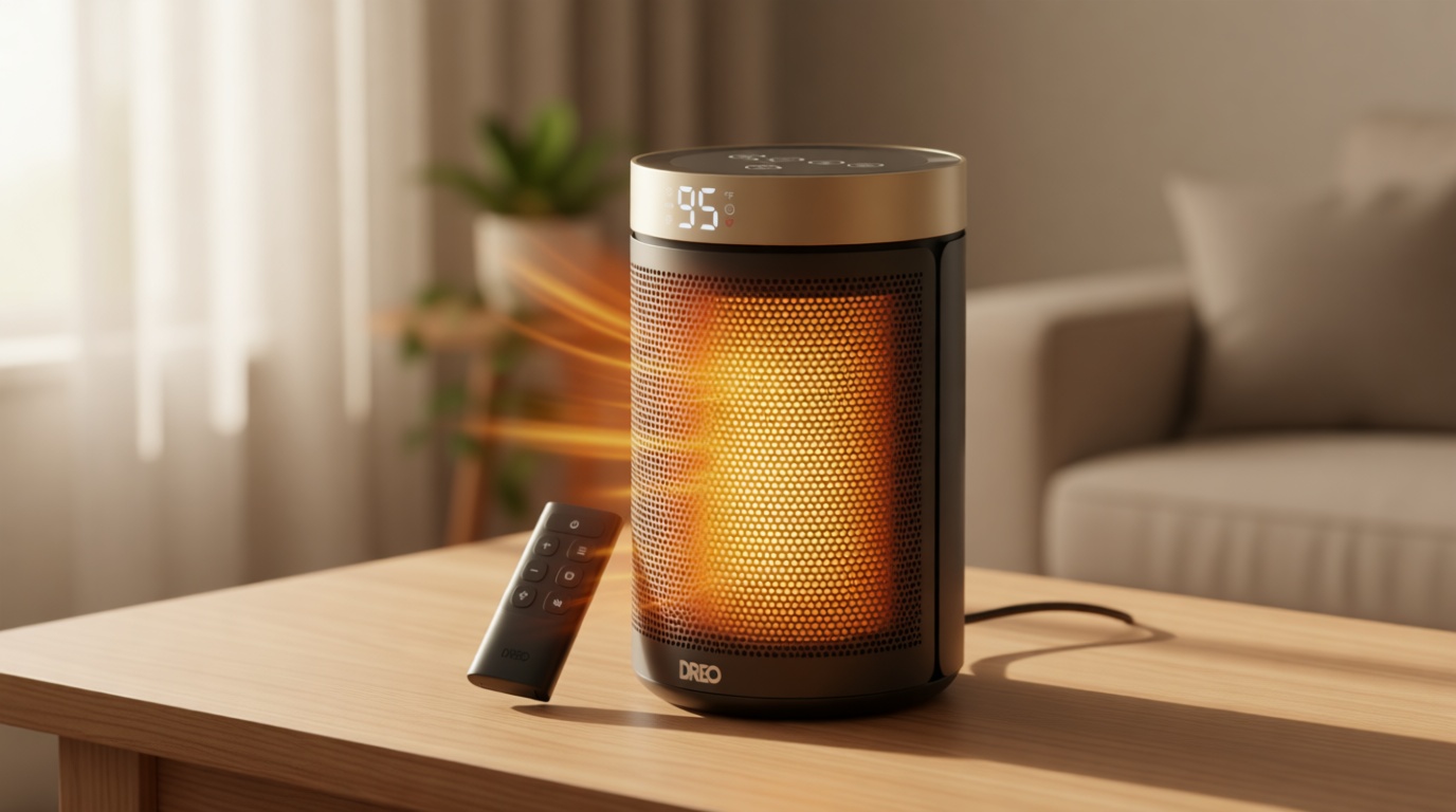 DREO Space Heater, Portable Electric Heaters for Indoor Use with Thermostat and Remote, 2024 Upgraded, Digital Display, 12H Timer, 5 Mode, 1500W PTC Ceramic Fast Safety Heat for Office Bedroom Home