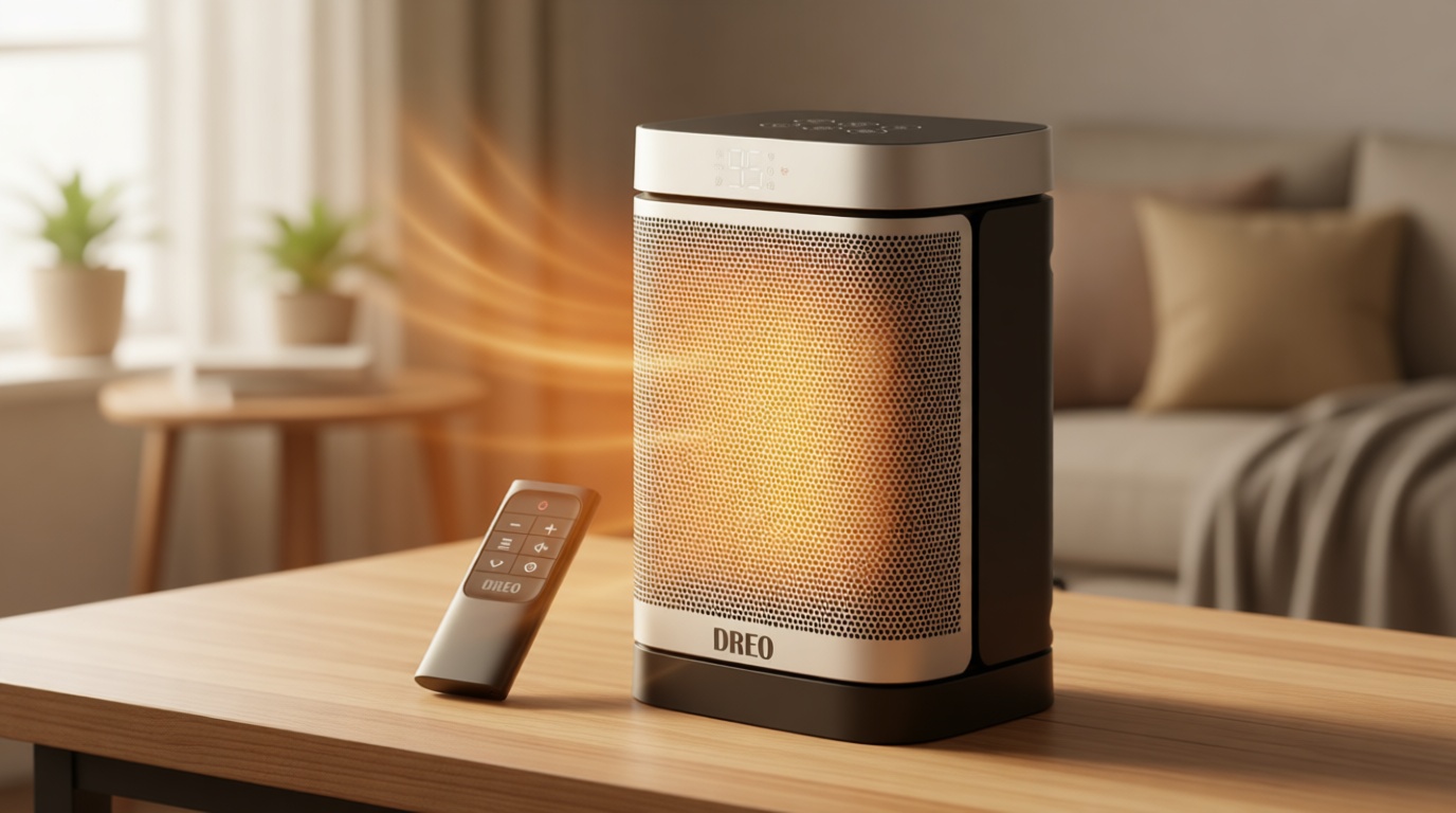 DREO Space Heater, 1500W Portable Electric Heaters for Indoor Use, PTC Ceramic Heater for Office with Remote, Thermostat, 70°Oscillation, 12H Timer, 5 Modes, Safe Quiet Room Heater for Bedroom
