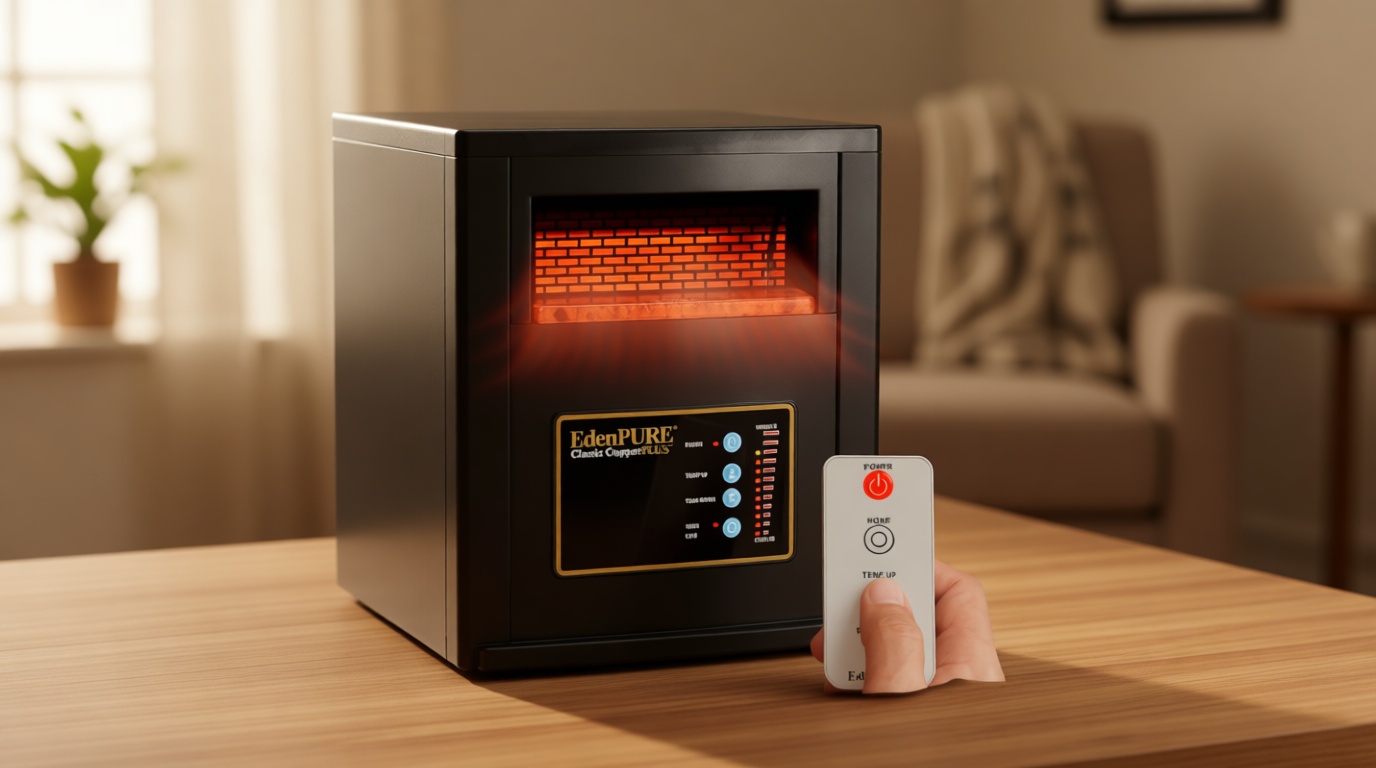 EdenPURE Classic CopperPLUS Infrared Heater — 1500 W Energy-Efficient Zone Heater for Large Rooms up to 1000 sq ft — Quiet Operation, Cool-Touch Safety, Portable Comfort for Home, Bedroom or Office