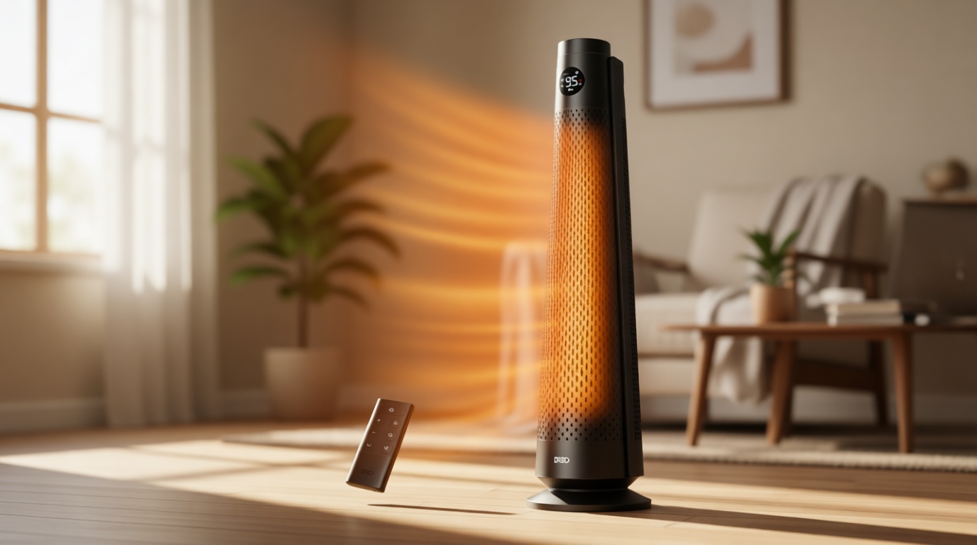DREO Space Heater Large Room, 30" Electric Heaters with Remote, 120° Oscillation, Adjustable Thermostat, 5 Heat & 3 Fan levels, 8 Safety Protections, 25dB Quiet, 1-12H Timer, Heater for Office, Black